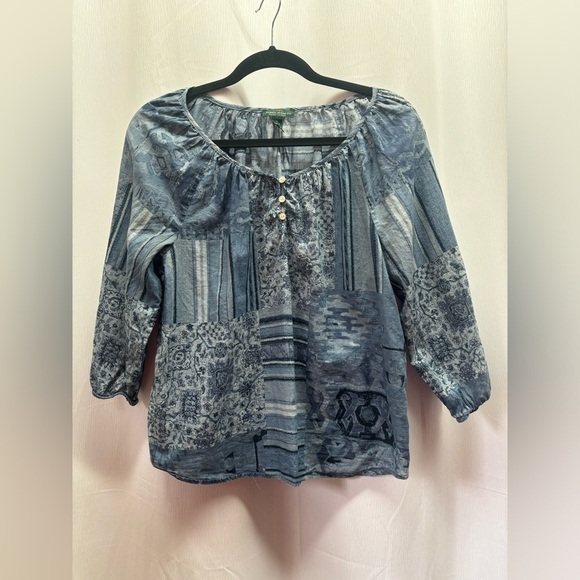 Ralph Lauren Tops - Ralph Lauren blue boho blouse shirt